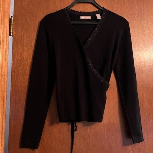 Valerie Separates Black v-neck dressy top size Medium - Picture 1 of 2